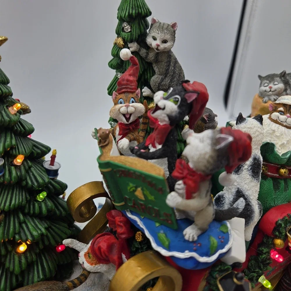 Vtg Danbury Mint Comical‎ Cats Christmas Sleigh Gary Patterson Rare Working HTF